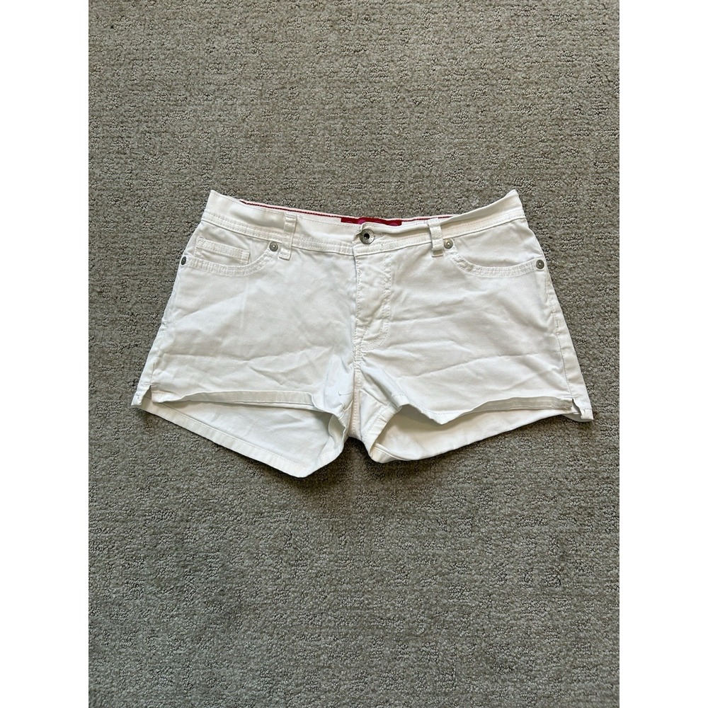 Glo Vtg Y2K Low Rise White Denim Shorts Womens Size 5 Grunge Streetwear Utility
